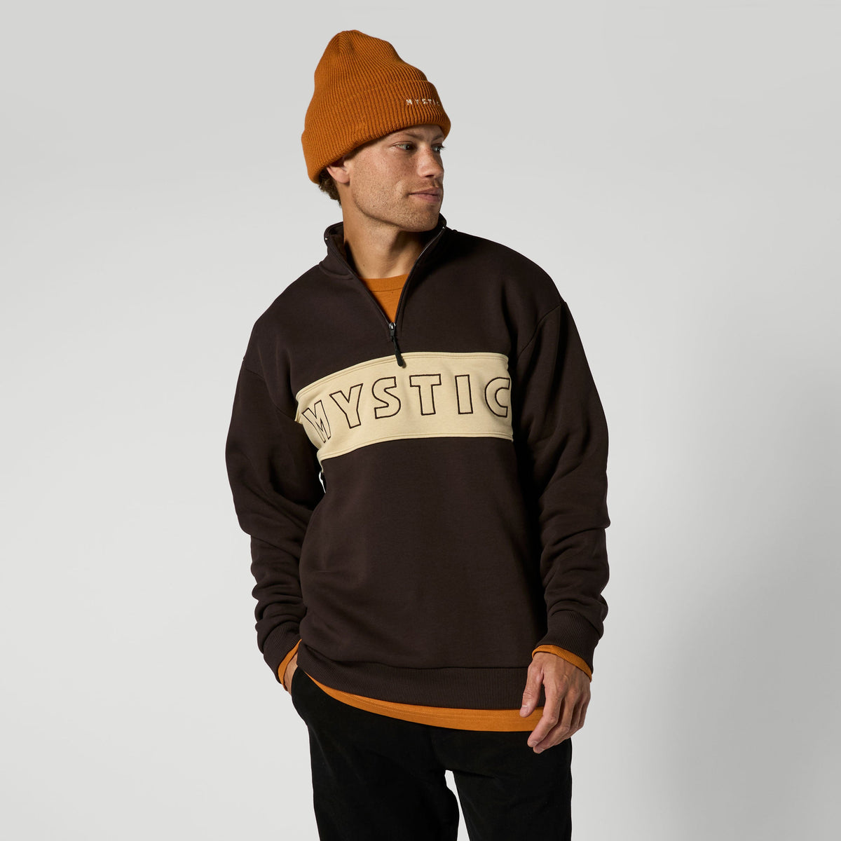 Slate Half Zip Sweat - Dark Brown - 2026